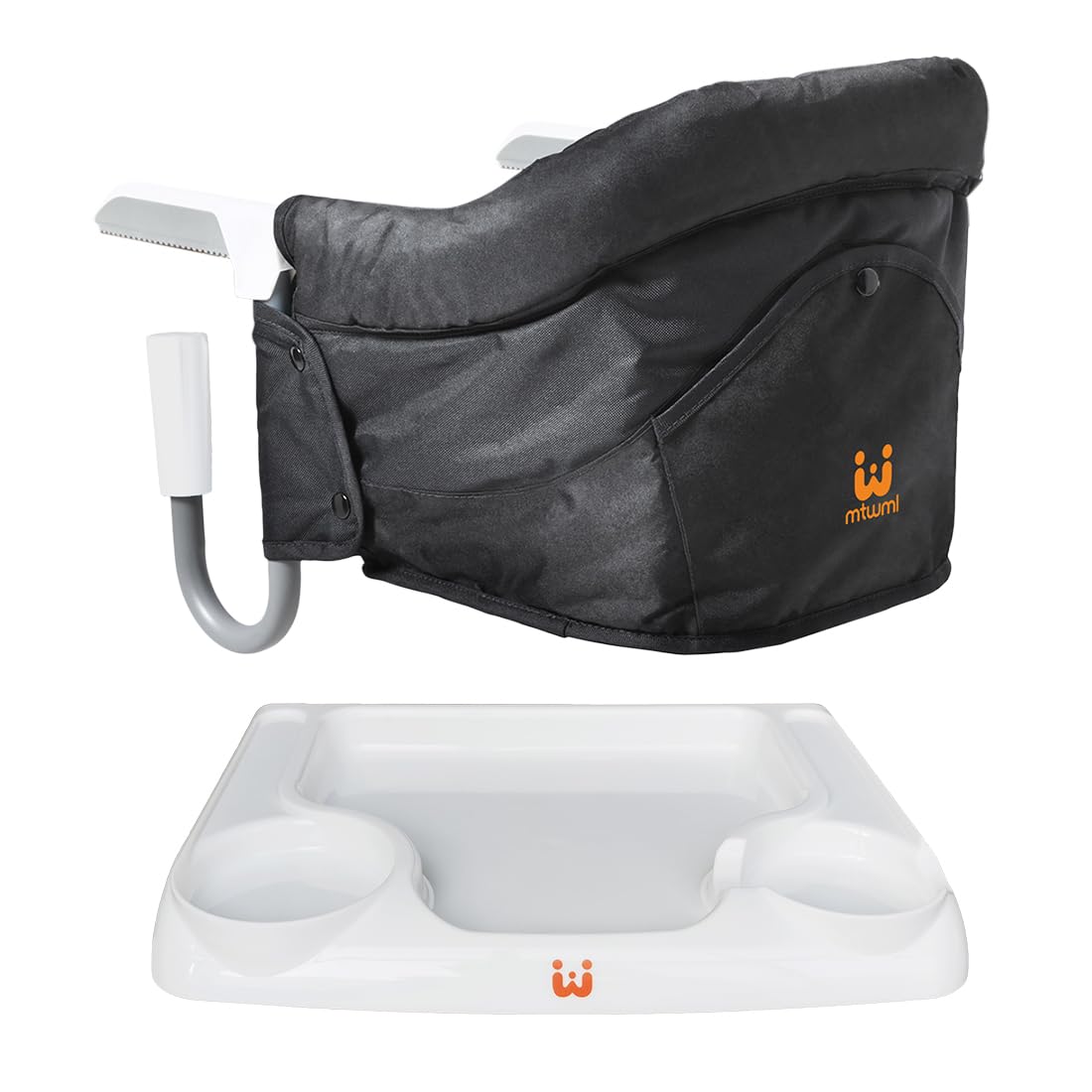 MTWML Hook On High Chair with Tray,Portable Baby High Chair that Attaches to Table,Clip On Fast Table High Chair for Babies and Toddlers.Baby Feeding Seat for Dining Table and Counter(Pure-Black)