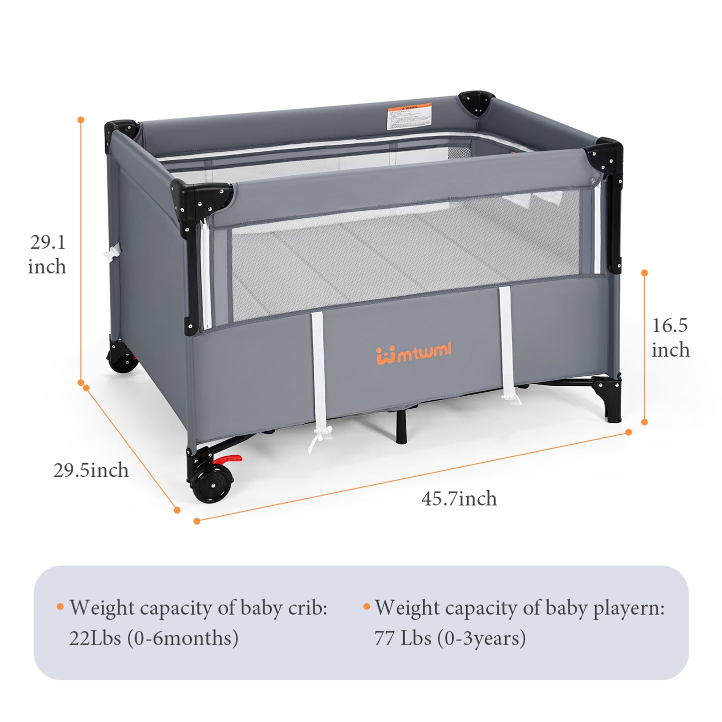3 in 1 Portable Baby Playard with Bassinet(Deep Grey)