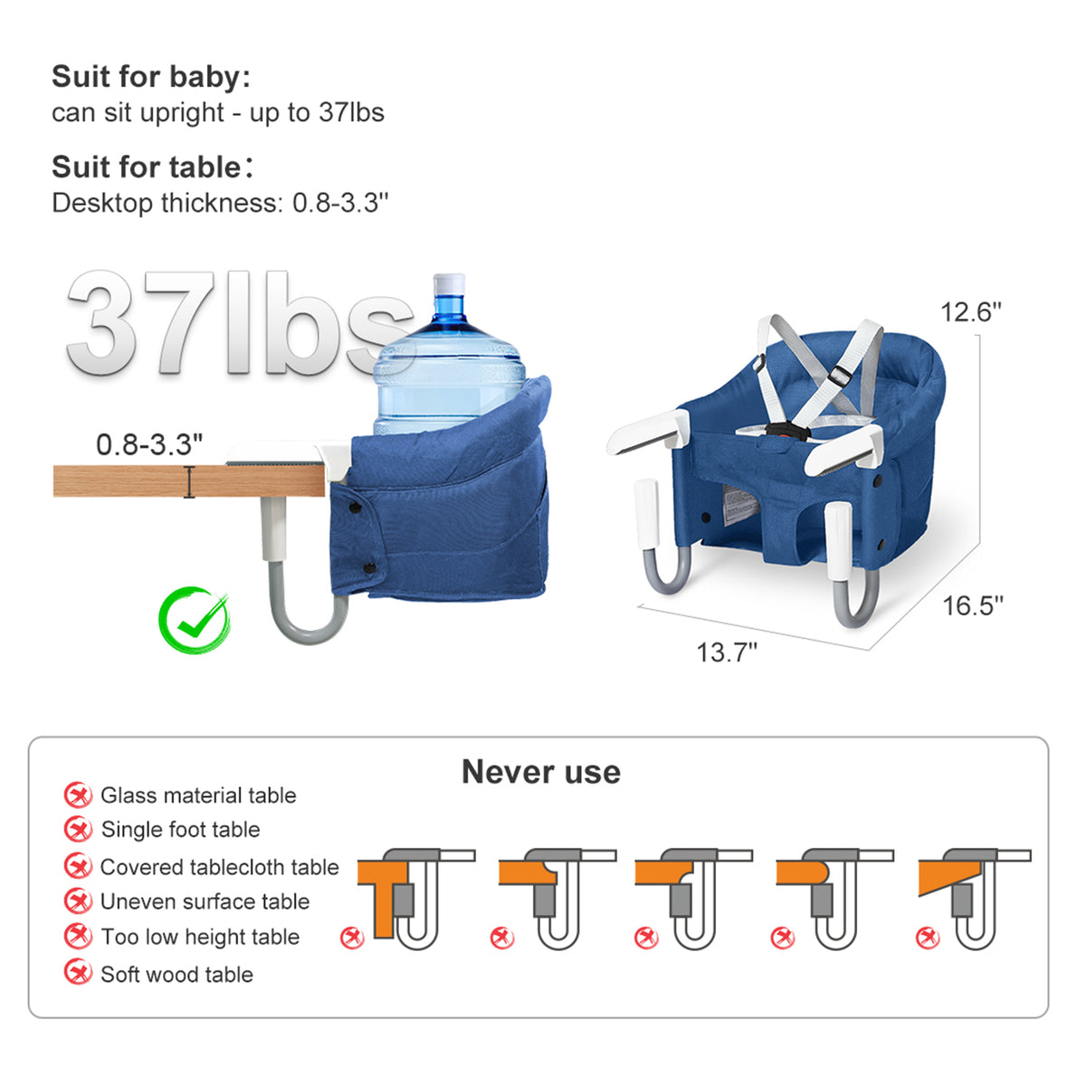 Hook-On High Chair(Pure-Blue)