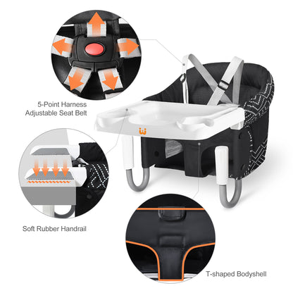 Hook On High Chair with Tray(Stripe-Black)