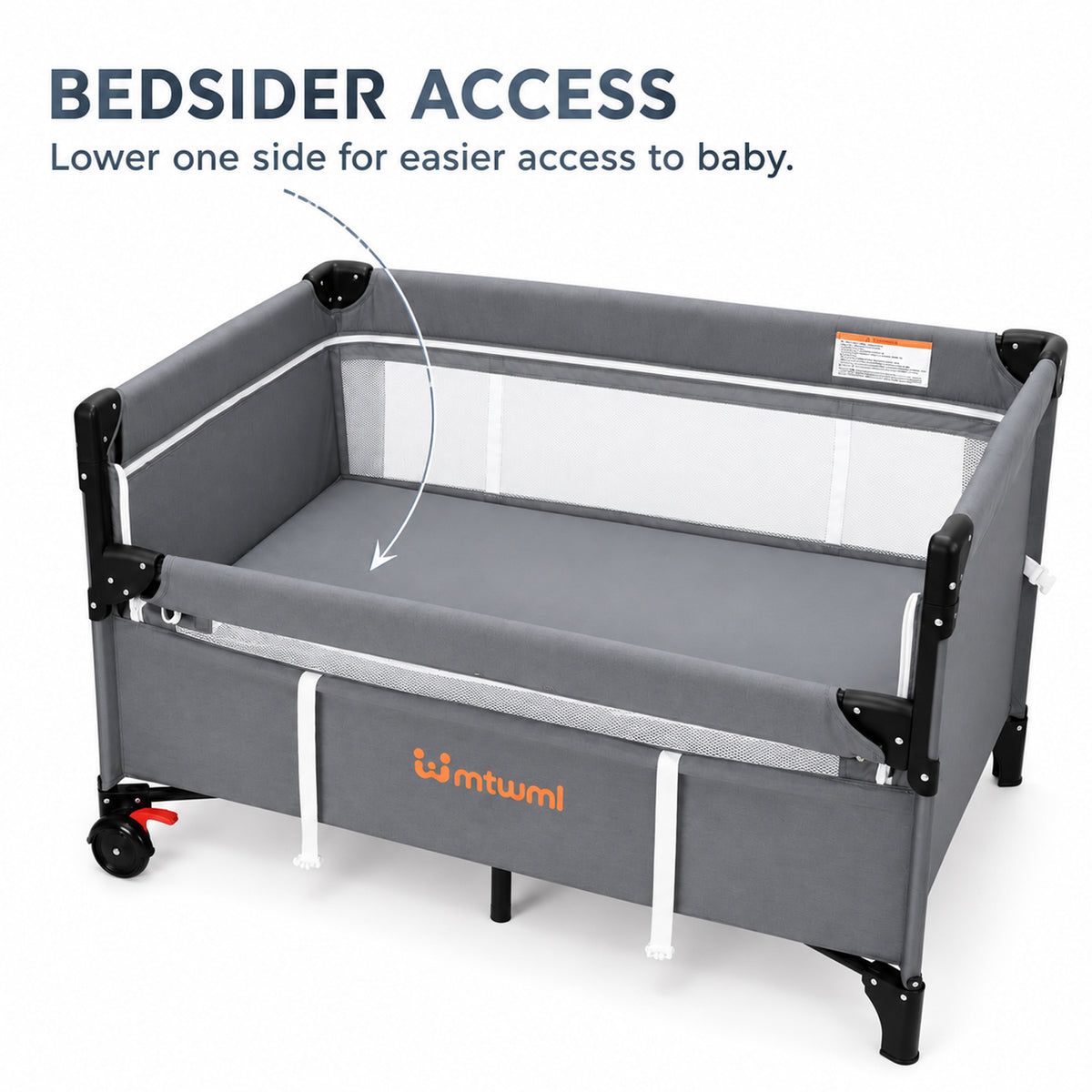 3 in 1 Portable Baby Playard with Bassinet(Deep Grey)