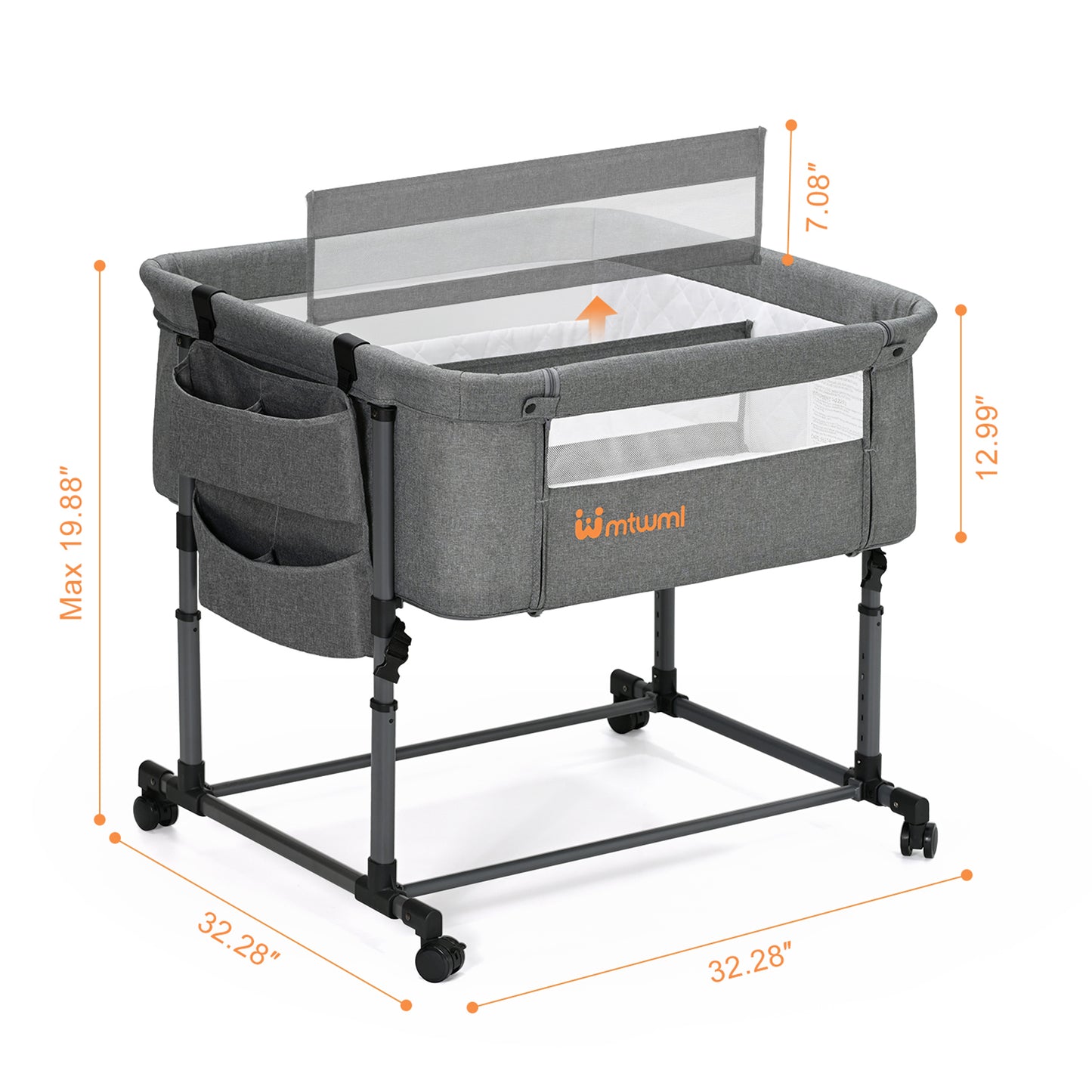 Twin Bassinet for 2 Babies(Deep Grey)