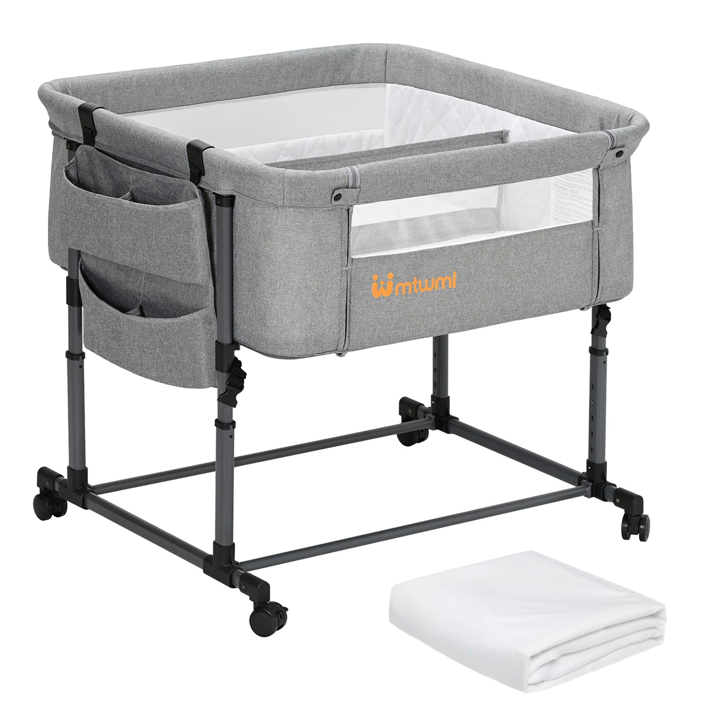 Twin Bassinet for 2 Babies(Light Grey)