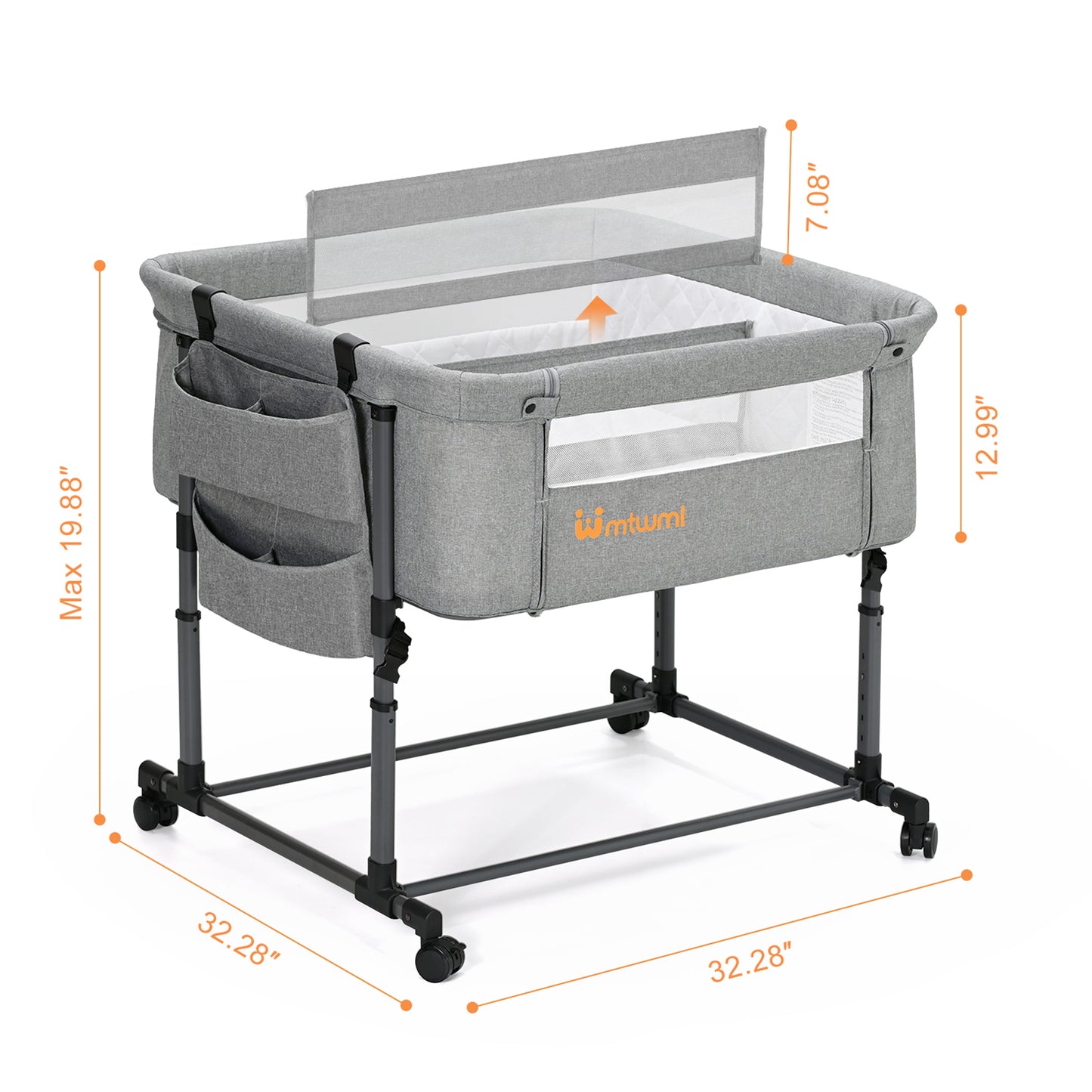 Twin Bassinet for 2 Babies(Light Grey)