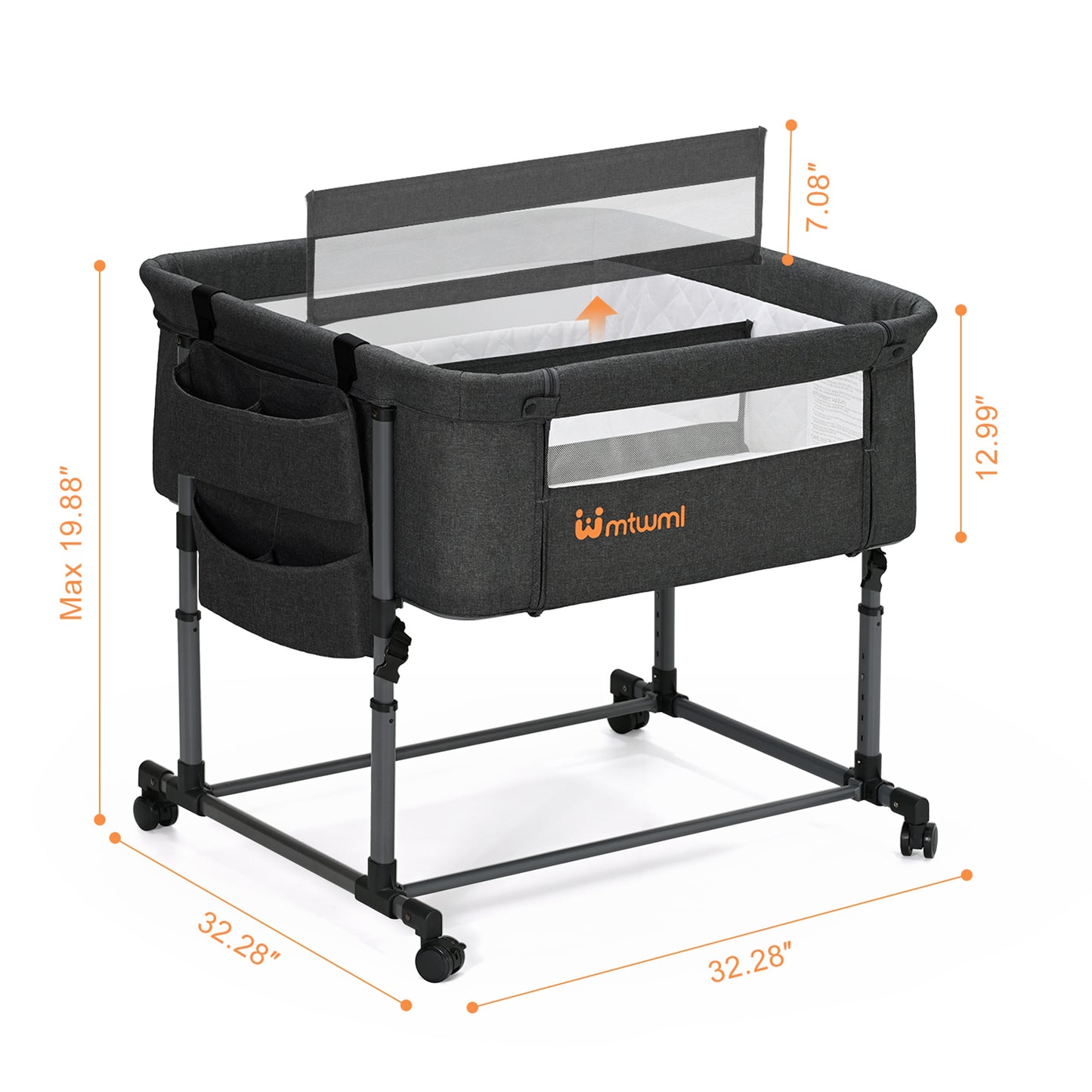 Twin Bassinet for 2 Babies(Black)