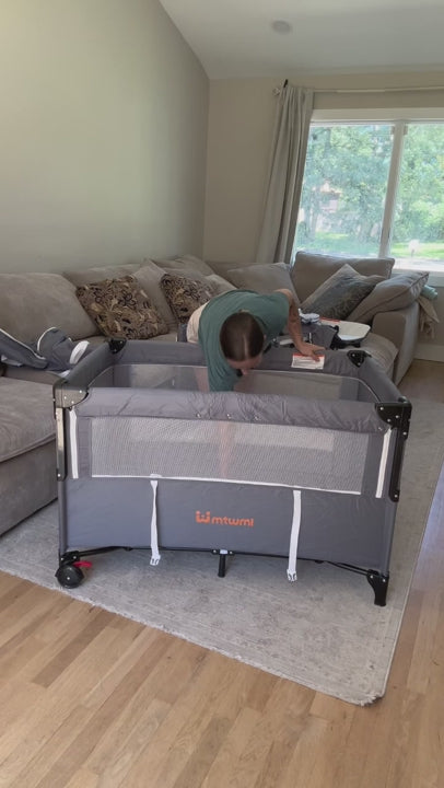 5 in 1 Portable Baby Playard with Bassinet(Deep Grey)