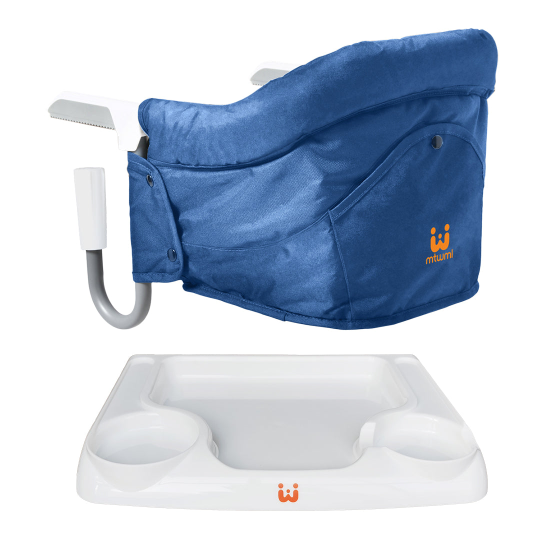 MTWML Hook On High Chair with Tray,Portable Baby High Chair that Attaches to Table,Clip On Fast Table High Chair for Babies and Toddlers.Baby Feeding Seat for Table and Counter to Travel (Pure-Blue)